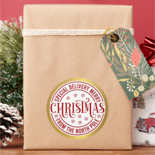 Nordpol-Sonderzustellung Frohe Weihnachten Geschen Runder Aufkleber