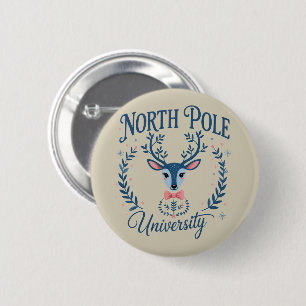 Nordpol Universität Weihnachten Chinoiserie Rentie Button