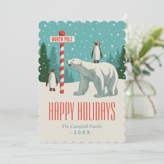 Nordpol-Urlaub Feiertagskarte (Stehend Vorderseite)