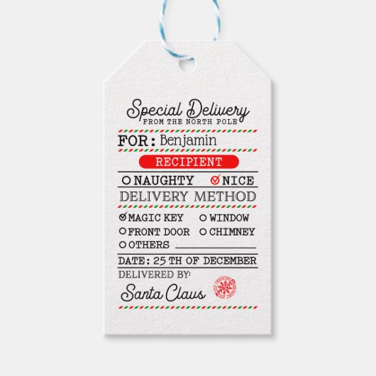 Nordpol Weihnachten Personalisiert Geschenkanhänger (Vorderseite)