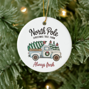 Nordpol-Weihnachtsbaumfarm Immer frischer LKW Keramik Ornament