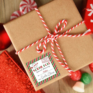 Nordpol-Weihnachtsmann-Lieferaufkleber Quadratischer Aufkleber