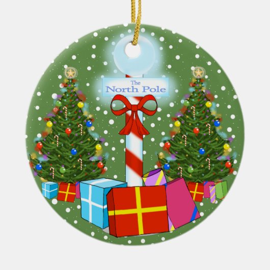 Nordpol-Weihnachtsverzierung Keramik Ornament (Vorne)