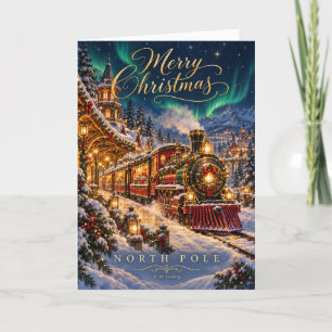 Nordpol-Weihnachtszug Frohe Weihnachtskarte Feiertagskarte