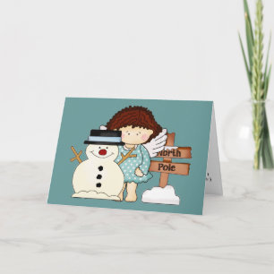 Nordpol Winter Angel & Snowman Weihnachtskarte Feiertagskarte