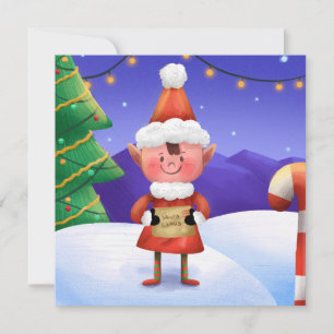 Nordpol-Wünsche-Elf-Weihnachtskarte Feiertagskarte