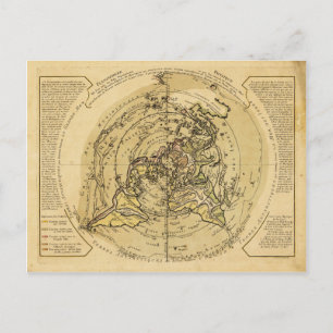 Nordpolzentrierte Weltkarte (1756) Postkarte