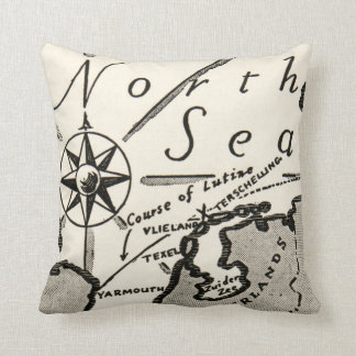 Nordsee-Karte Grafik Bold Kompass Kissen