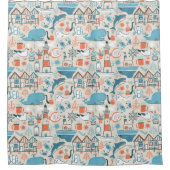 Nordsee-niedliches Gekritzel-Muster Duschvorhang (Vorderseite)