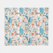 Nordsee-niedliches Gekritzel-Muster Fleecedecke (Vorderseite (Horizontal))