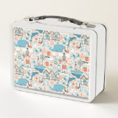 Nordsee-niedliches Gekritzel-Muster Metall Brotdose (Rückseite)