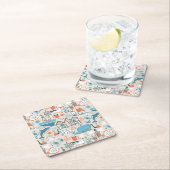 Nordsee-niedliches Gekritzel-Muster Rechteckiger Pappuntersetzer (Vor Ort)