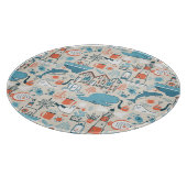 Nordsee-niedliches Gekritzel-Muster Schneidebrett (Ecke)