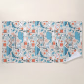 Nordsee-niedliches Gekritzel-Muster Strandtuch (Vorderseite)