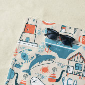 Nordsee-niedliches Gekritzel-Muster Strandtuch (Beispiel)