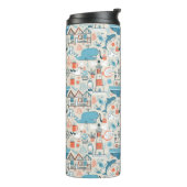 Nordsee-niedliches Gekritzel-Muster Thermosbecher (Nach links gedreht)