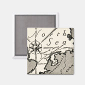 Nordseekarte Grafik Bold Compass Magnet (Vorderseite/Rückseite)