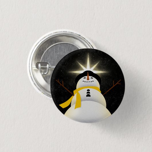 Nordstern, der über Schneemann - Knopf schwebt Button (Vorne & Hinten)