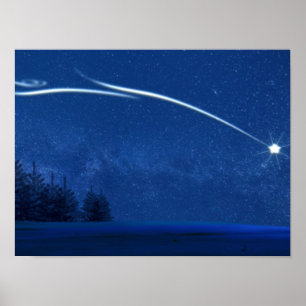 Nordstern über dem Wald Poster