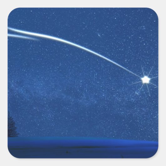 Nordstern über dem Wald Quadratischer Aufkleber (Vorderseite)