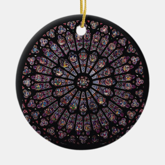 Nordtransept Rosenfenster, die Jungfrau Keramikornament (Vorne)