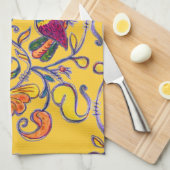 Nordvogel auf Gelb Geschirrtuch (Viertel Falte)