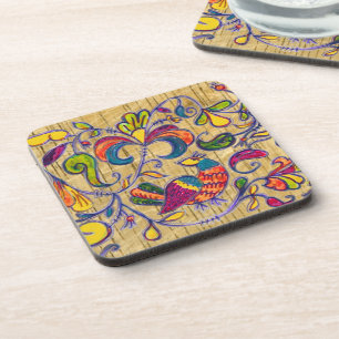 Nordvögel auf hölzernem Hintergrund Untersetzer