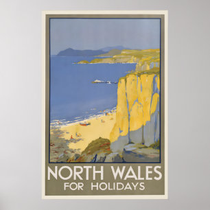 Nordwales für Ferien Reiseplakat Vintage Poster