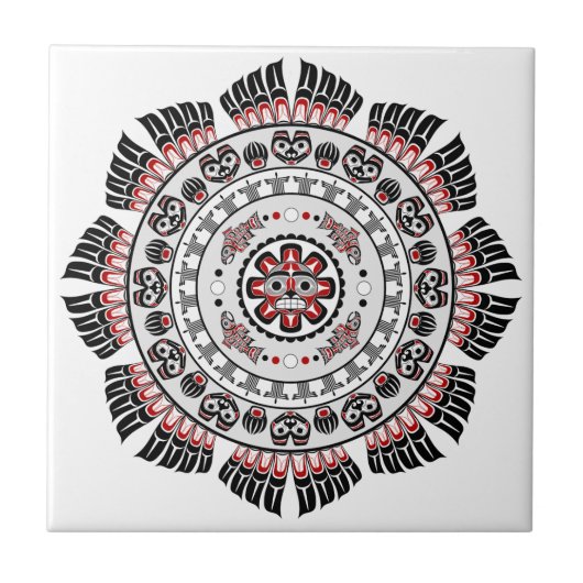 Nordwest Indianerisch-Amerikanische Kunst Mandala Fliese (Vorderseite)