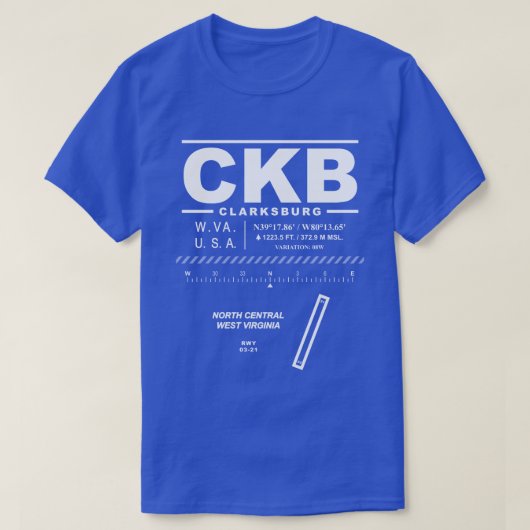 Nordwest-Virginia Flughafen CKB T - Shirt (Design vorne)