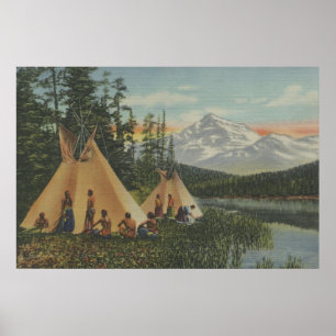 Nordwestamerikanischer Ureinwohner - zwei Teepees Poster