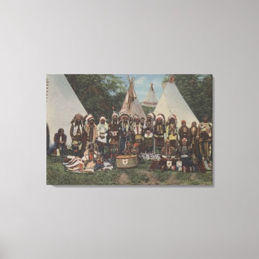 Nordwestliche Amerikanische Ureinwohner bei einem  Leinwanddruck (Vorderseite)