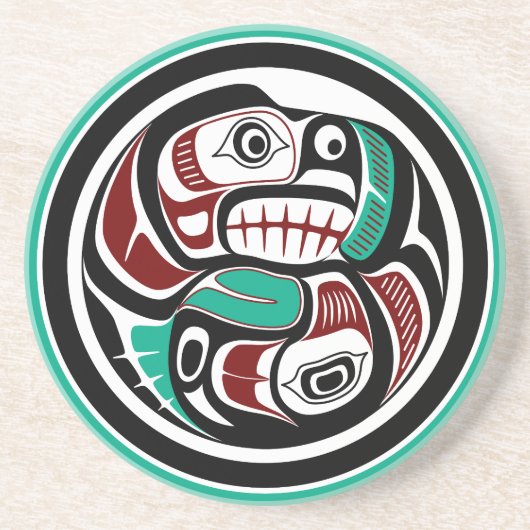 Nordwestpazifik-Küste Otter Jagd auf Lachs Getränkeuntersetzer (Vorne)