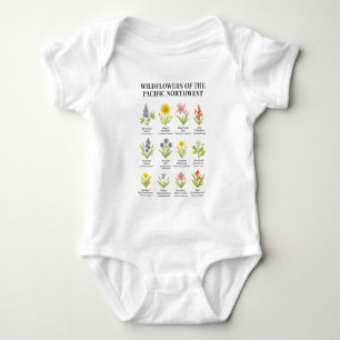 Nordwestpazifik-Wildblumen - Wasserfarbstil Baby Strampler