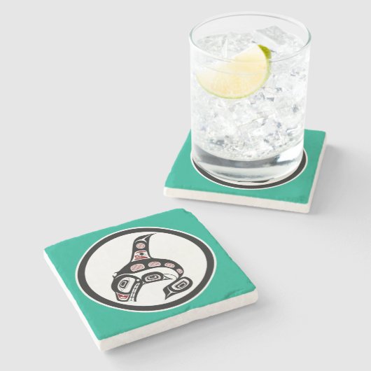 Nordwestpazifikküste Haida art Killer Whale Steinuntersetzer (Seitenansicht)