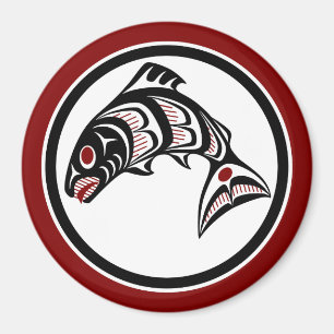 Nordwestpazifikküste Haida art Lachs Magnet