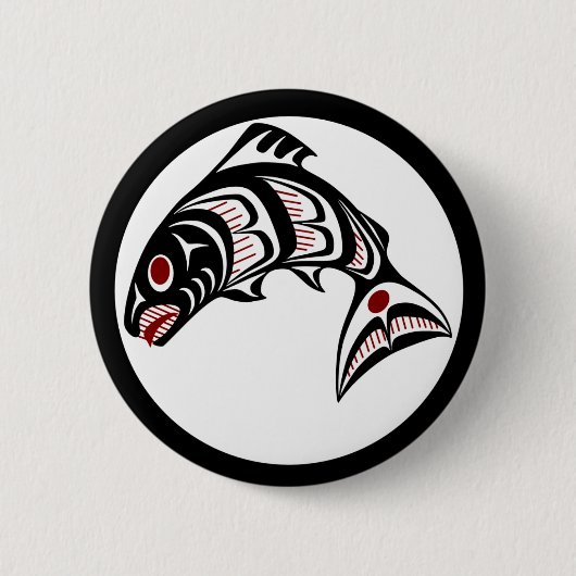 Nordwestpazifikküste Haida art Salmon Button (Vorderseite)