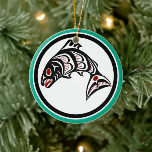 Nordwestpazifikküste Haida art Salmon Keramik Ornament