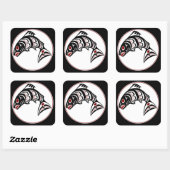 Nordwestpazifikküste Haida art Salmon Quadratischer Aufkleber (Blatt)