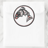 Nordwestpazifikküste Haida art Salmon Runder Aufkleber (Tasche)