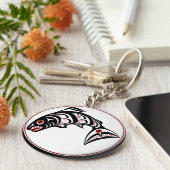 Nordwestpazifikküste Haida art Salmon Schlüsselanhänger (Seite)