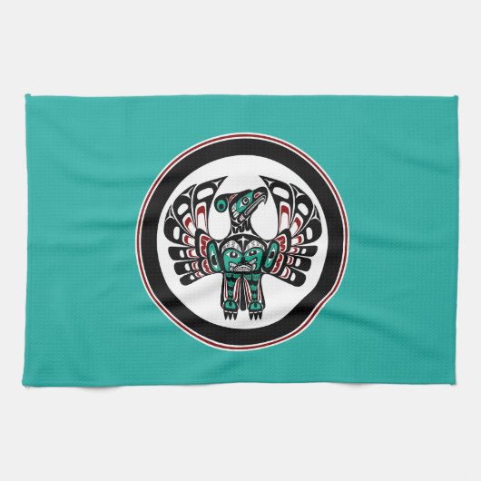 Nordwestpazifikküste Haida art Thunderbird Geschirrtuch (Horizontal)