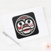 Nordwestpazifikküste Haida Wüstenschädel Quadratischer Aufkleber (Umschlag)