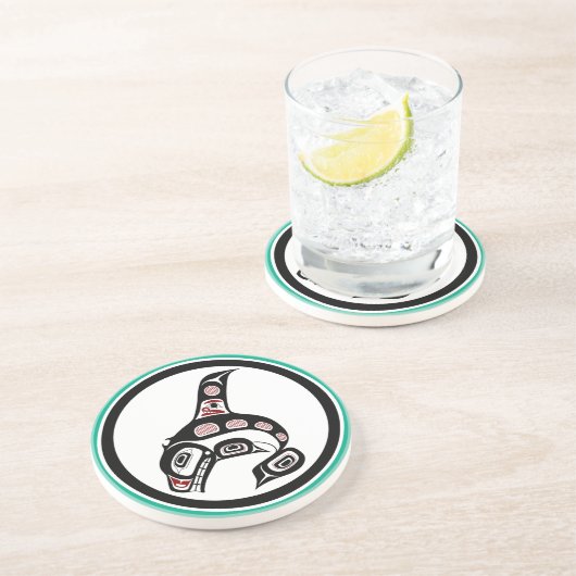 Nordwestpazifikküste Haidakunst Killerwal Getränkeuntersetzer (Seite)