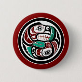 Nordwestpazifikküste Otter verfolgt Lachs Button (Vorderseite)