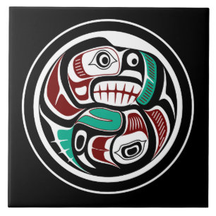 Nordwestpazifikküste Otter verfolgt Lachs Fliese