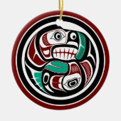 Nordwestpazifikküste Otter verfolgt Lachs Keramik Ornament (Vorne)