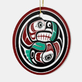 Nordwestpazifikküste Otter verfolgt Lachs Keramik Ornament (Links)