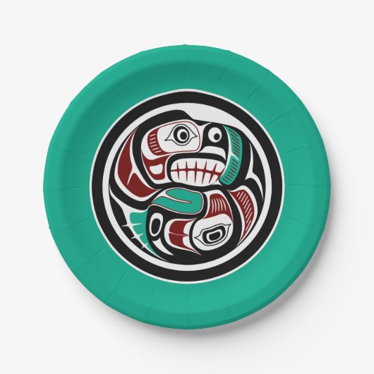 Nordwestpazifikküste Otter verfolgt Lachs Pappteller (Vorderseite)