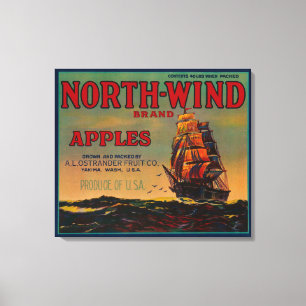 Nordwind-Apple-Kiste LabelYakima, WA Leinwanddruck